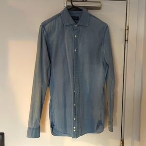 Blue Chambray Shirt, Slim 14.5" neck